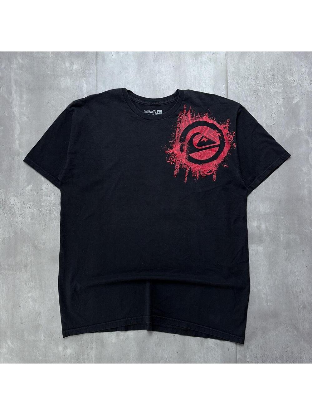 Y2K Black Quiksilver Surf Grunge Gothic Skater T-Shirt